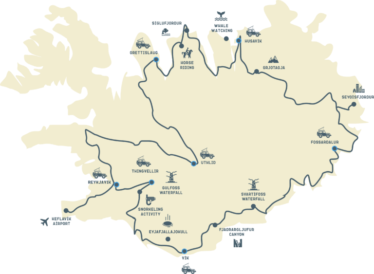 map Iceland road trip tour